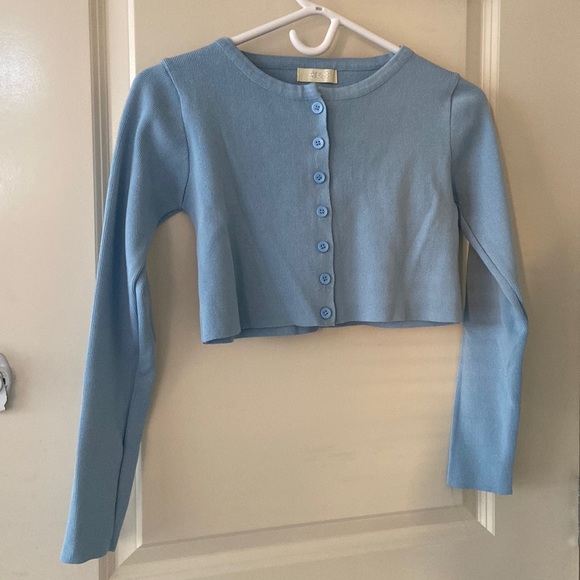 Blue Cropped Cardigan - Picture 2 of 6